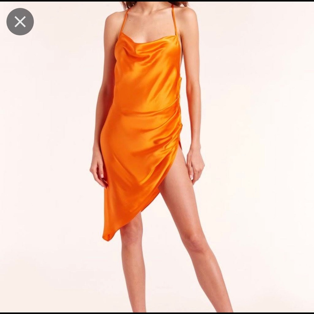 Amanda Uprichard Orange Janet Silk Dress